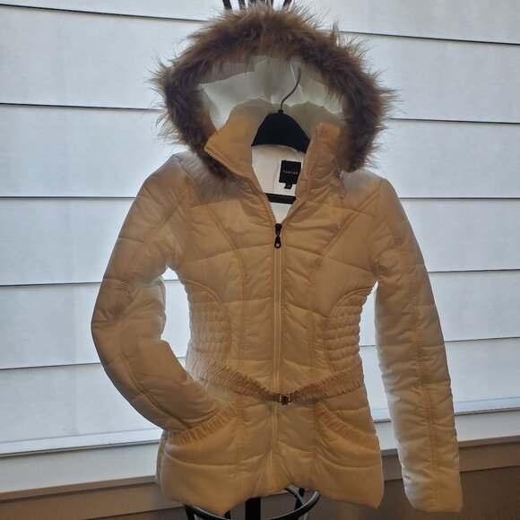Rampage XS White Puffer Coat with Removable Faux Fur Trim Hood - Picture 1 of 12